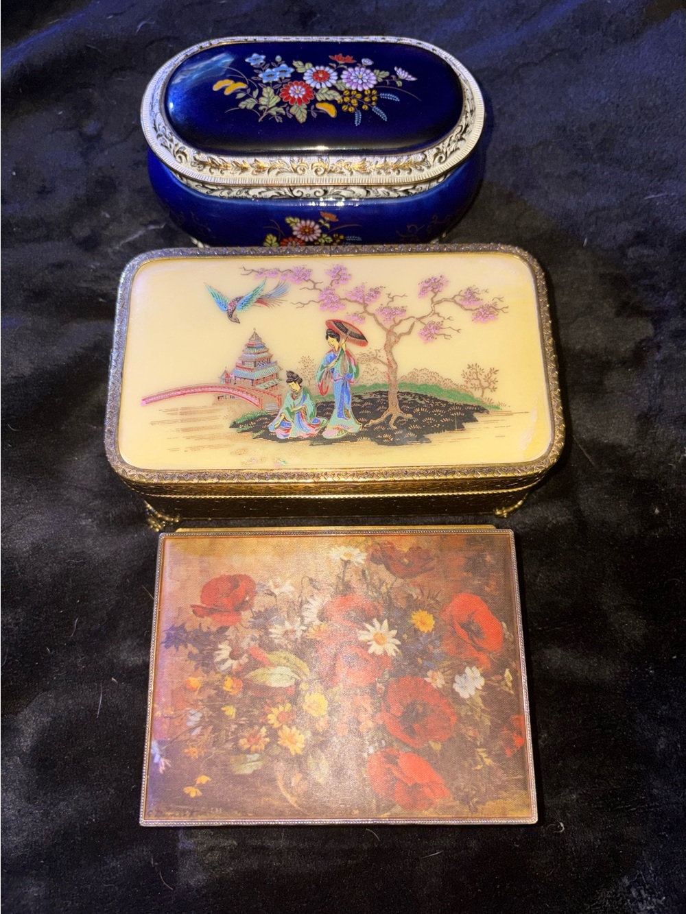 Vintage Small Vanity/Dresser Music Boxes Lot-3
